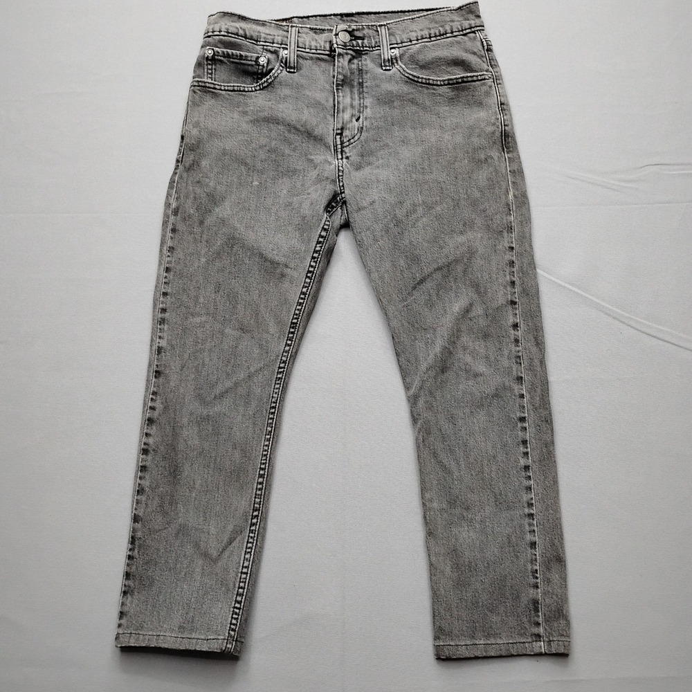 Levis 512 Slim Taper Jeans Mens 31x25 Gray Acid Wash‎ Denim Pants Hemmed